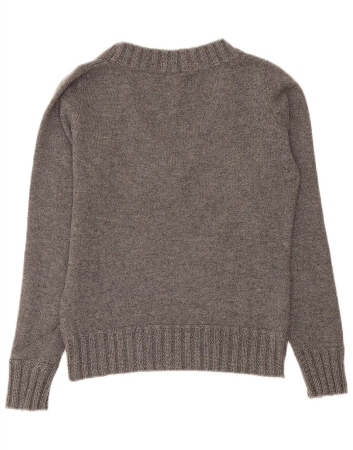 Maglione maglione con scollo a V da donna Woolrich UK 12 Lana grigio medio