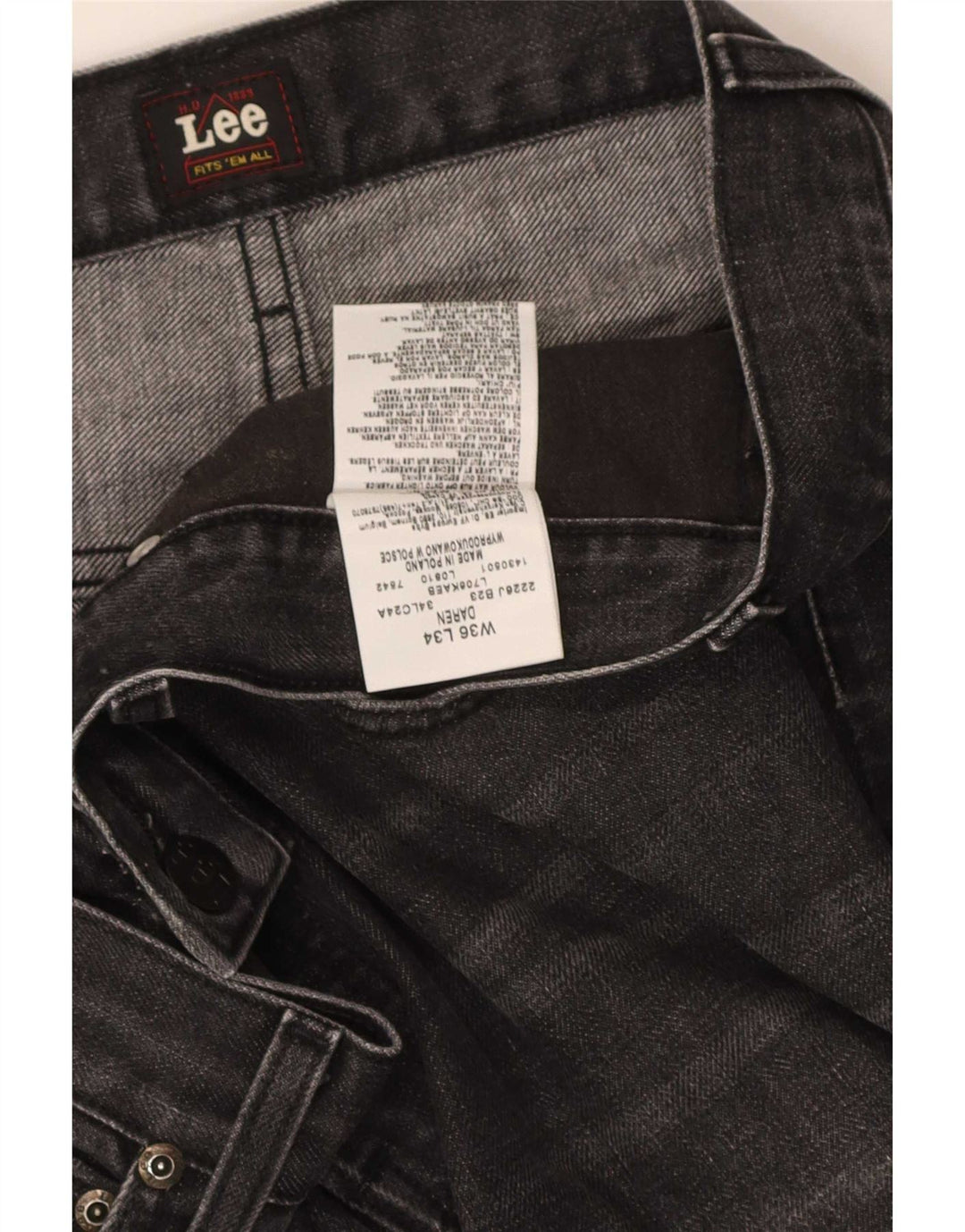Jeans dritti da uomo Lee Daren W36 L34 cotone grigio