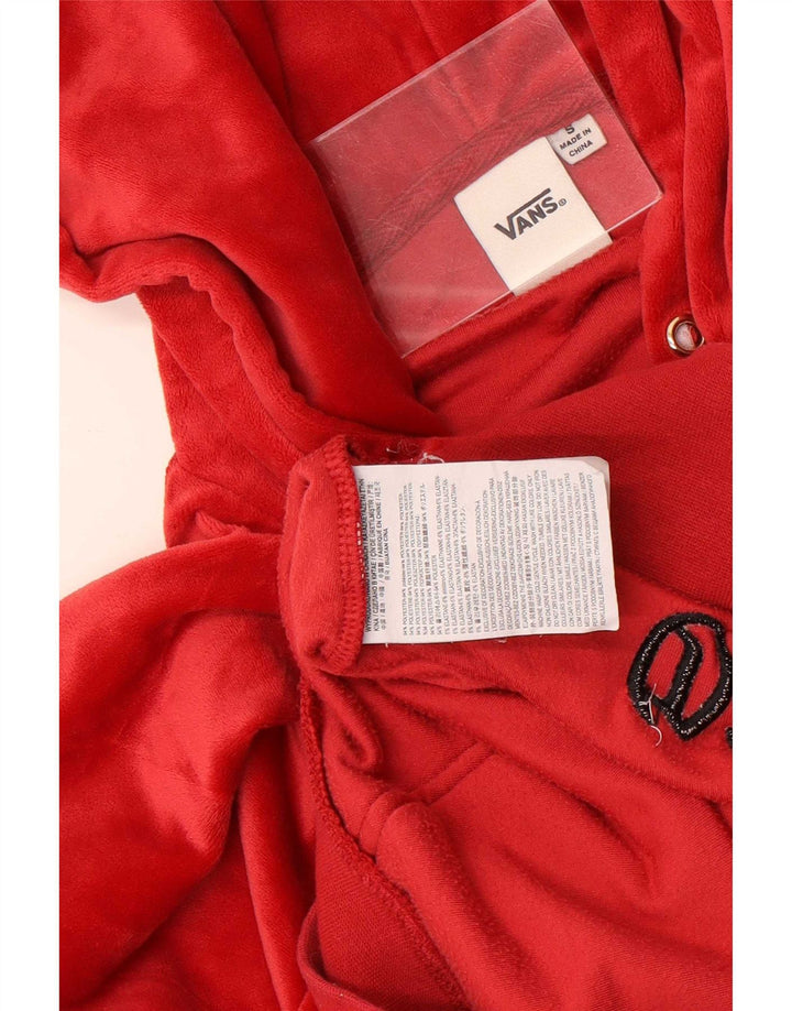 Felpa con cappuccio oversize da donna in velluto di Vans UK 10 Small Rosso Poliestere