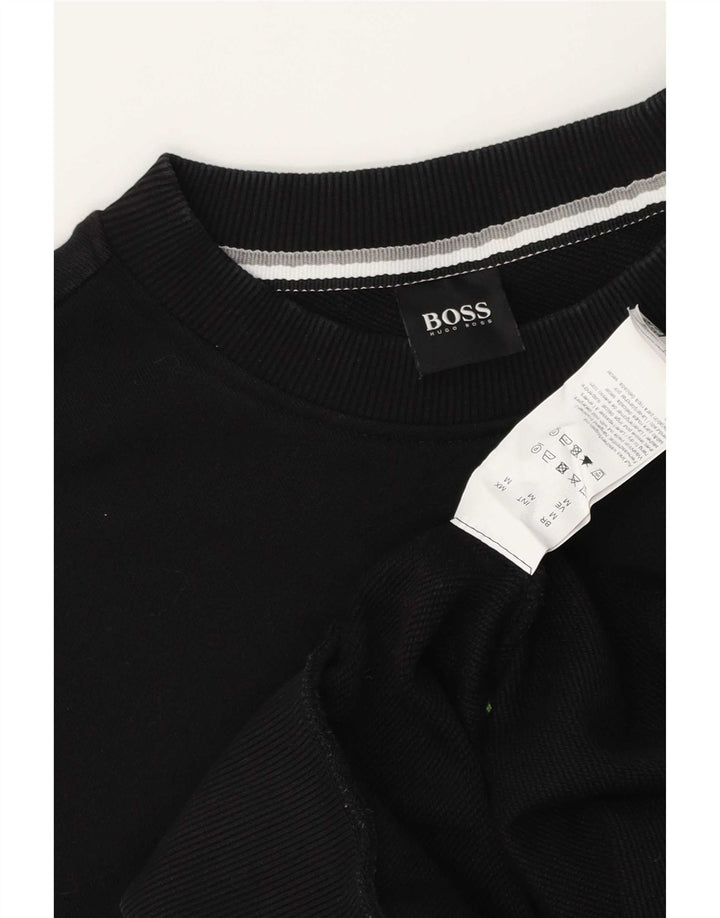 Felpa grafica da uomo Hugo Boss, maglione, cotone nero medio