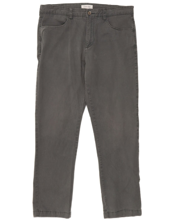 CALVIN KLEIN Pantaloni casual dritti da uomo W34 L30 Cotone grigio