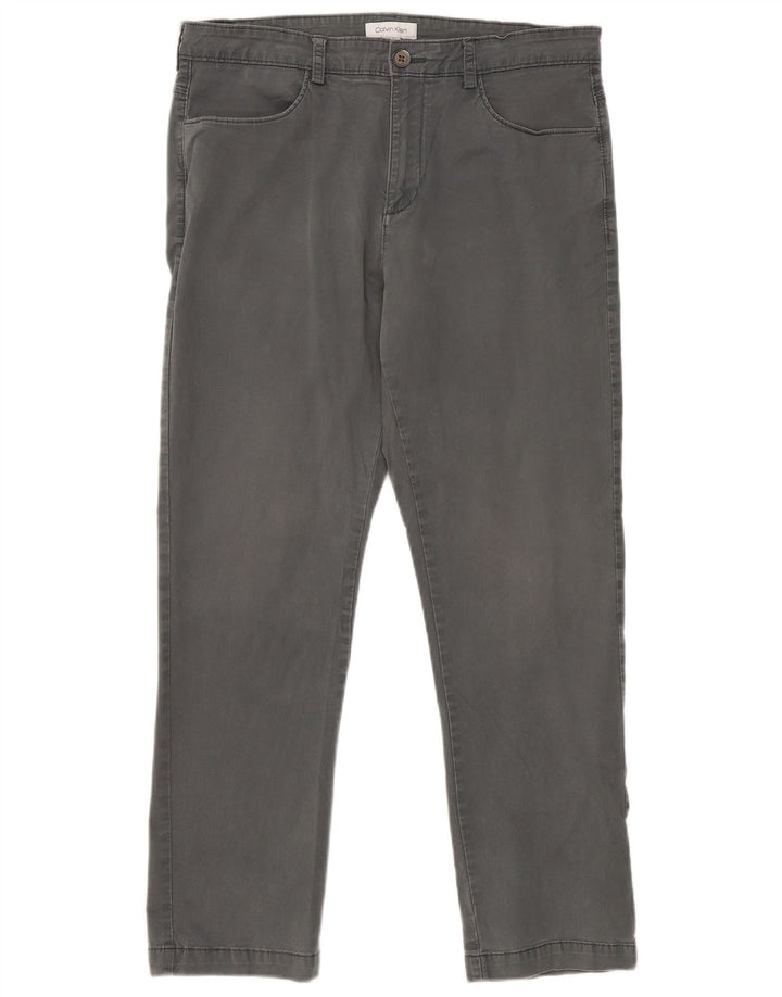 CALVIN KLEIN Pantaloni casual dritti da uomo W34 L30 Cotone grigio