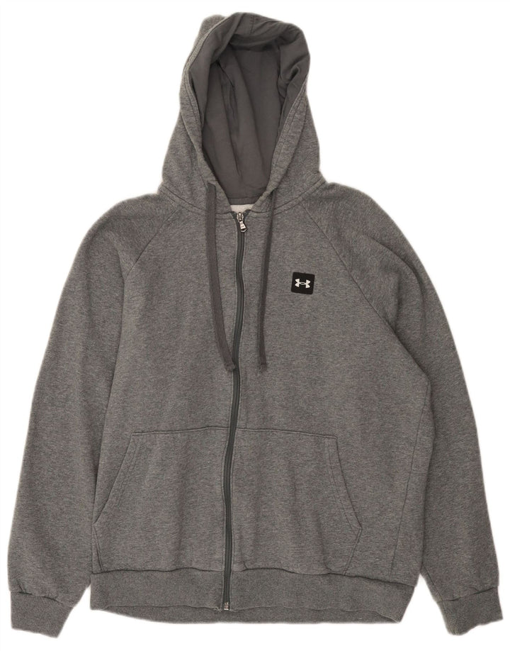 UNDER ARMOUR Maglione con cappuccio e zip Cold Gear da uomo in cotone grigio medio