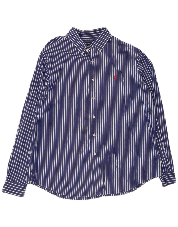 Camicia Polo Ralph Lauren da uomo XL in cotone gessato blu