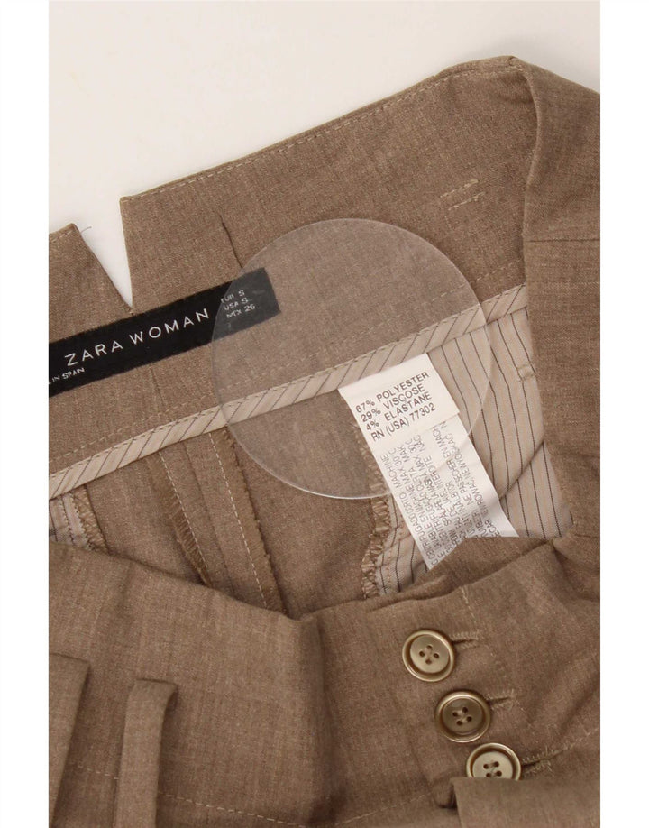 Pantaloni casual con pegging da donna Zara piccoli W26 L29 poliestere marrone