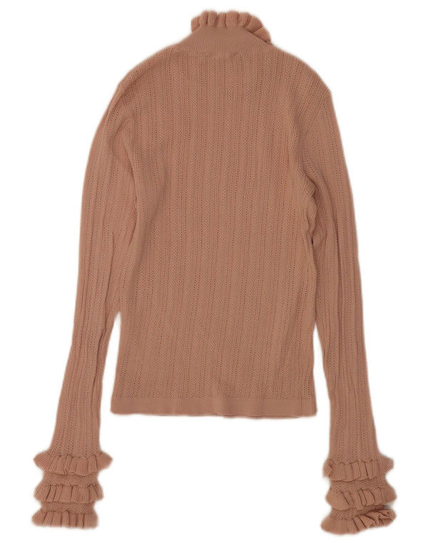 Top corto da donna Zara a maniche lunghe UK 10 piccolo in viscosa beige