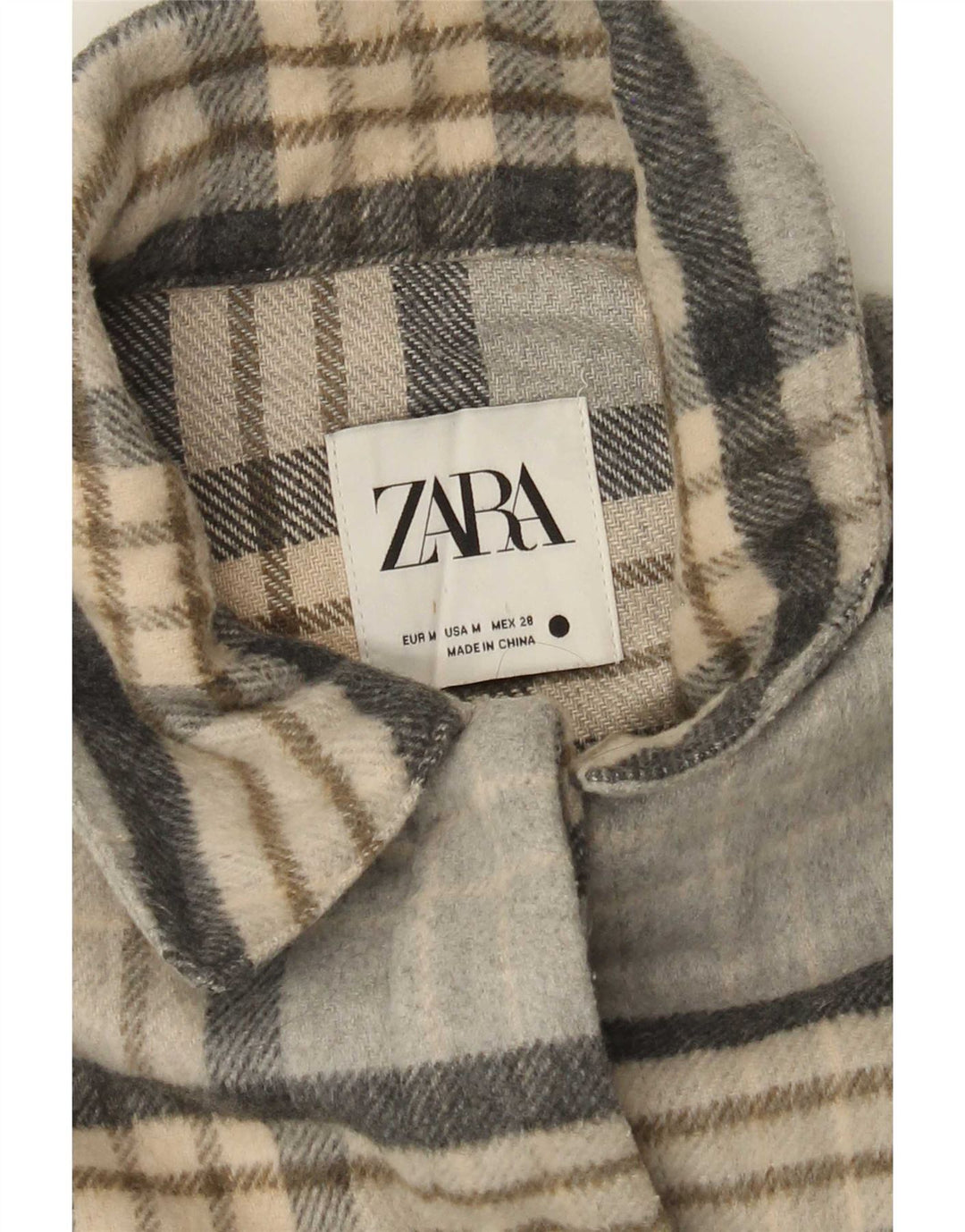 Giacca Shacket da donna Zara UK 14 scozzese grigio medio