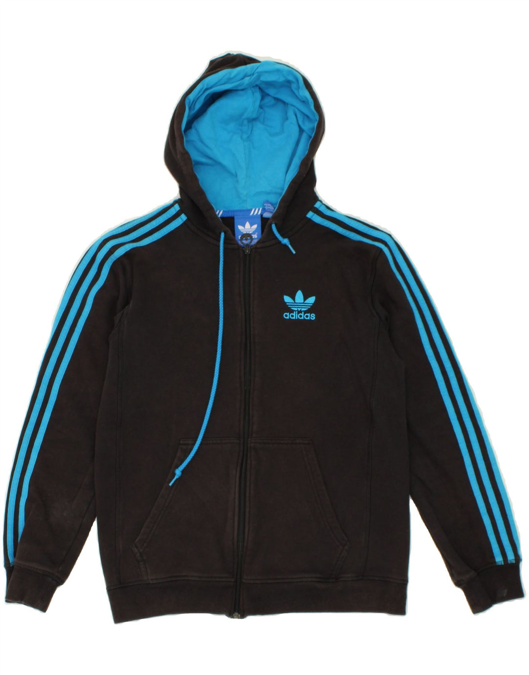 Maglione con cappuccio e zip da uomo ADIDAS in cotone nero medio