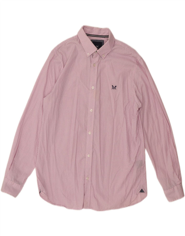 Crew Clothing Camicia da uomo dal taglio classico in cotone maculato rosa medio