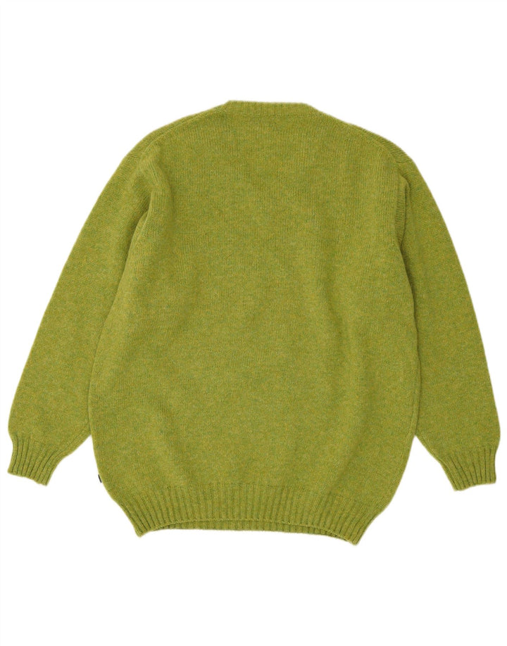 Guess Maglione da uomo con scollo a V, maglione grande, in lana verde
