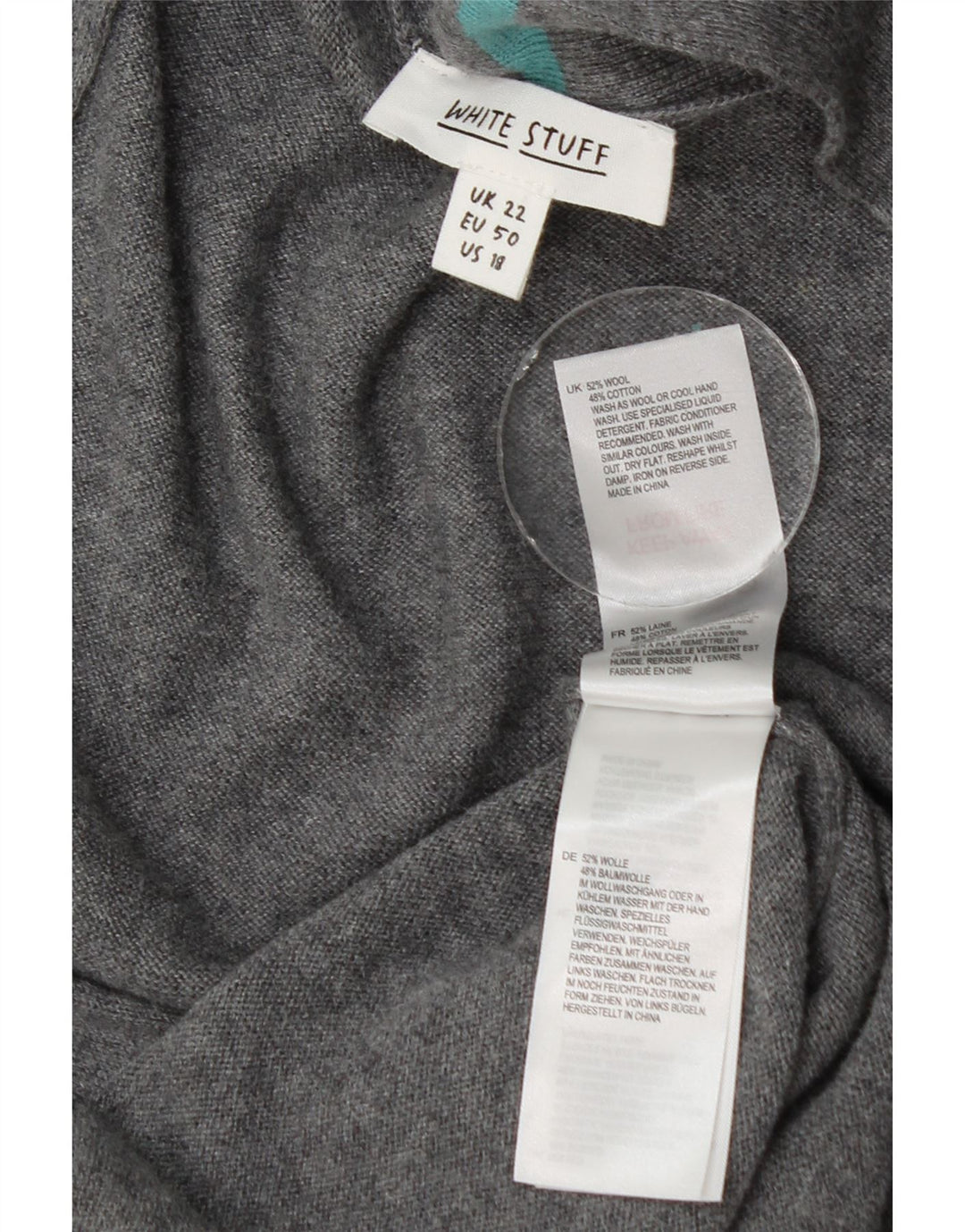 Maglione cardigan lungo oversize da donna White Stuff UK 22 2XL Lana grigia