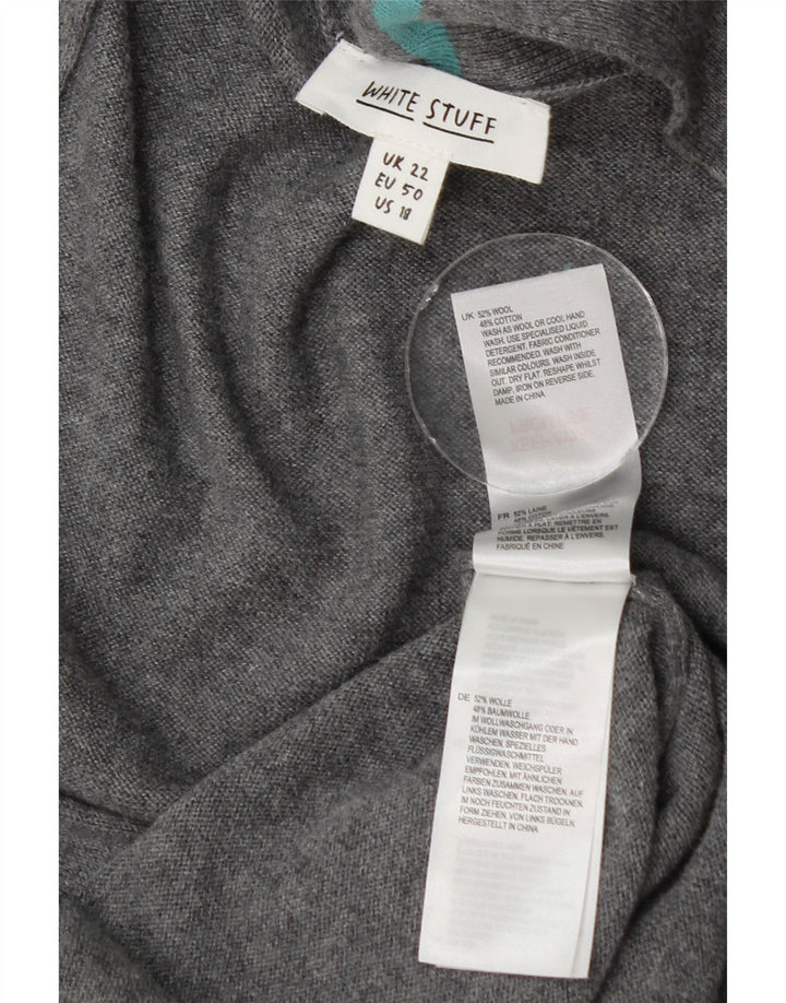 Maglione cardigan lungo oversize da donna White Stuff UK 22 2XL Lana grigia
