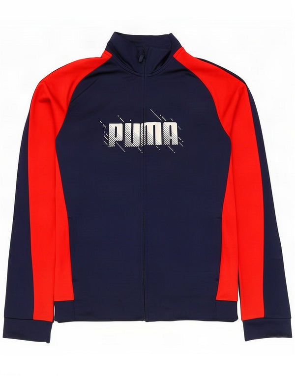 Puma Boys Graphic Tracksuit Top Jacket 15-16 Years Navy Blue Colourblock