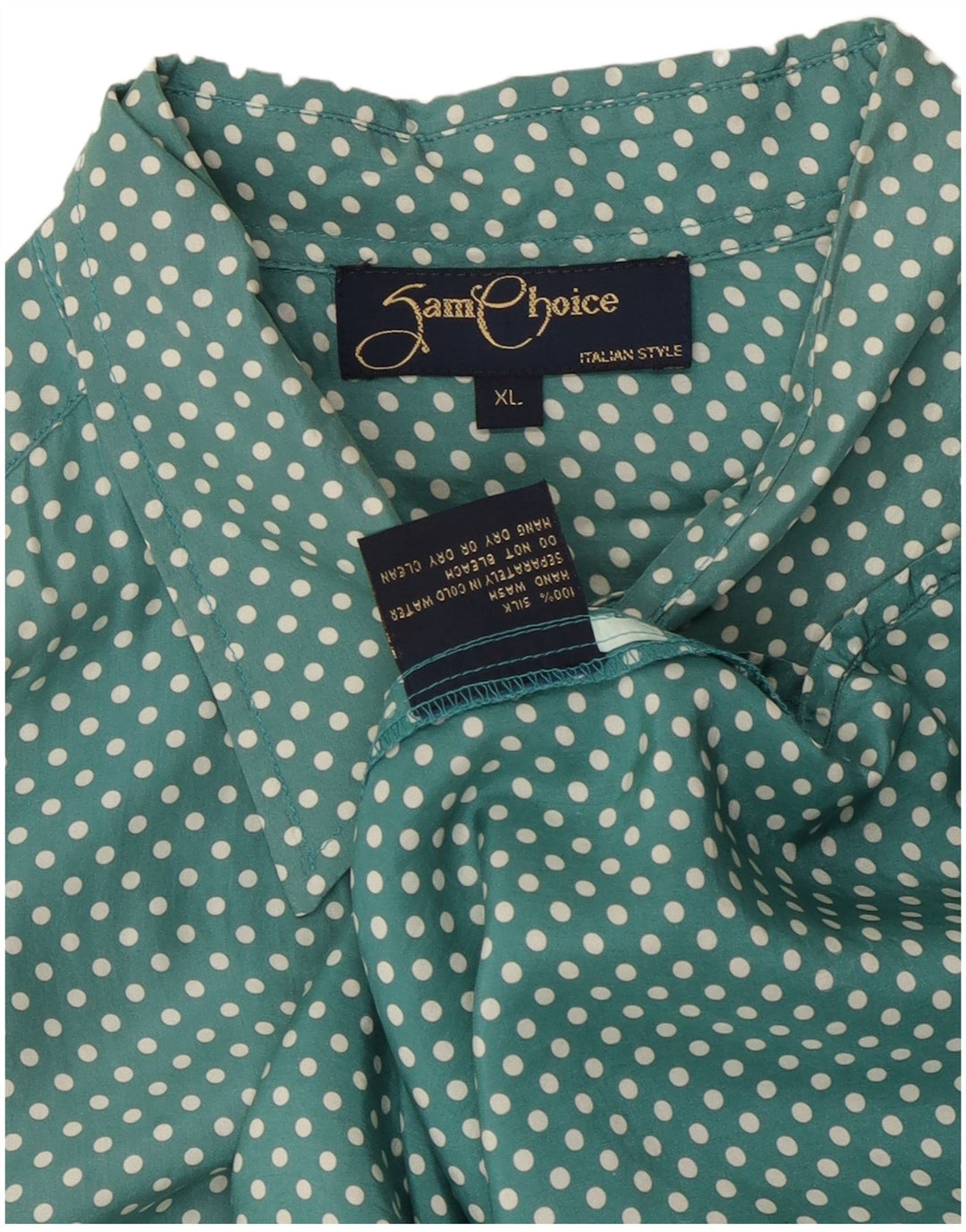 Camicia a maniche corte da uomo VINTAGE XL in seta maculata verde