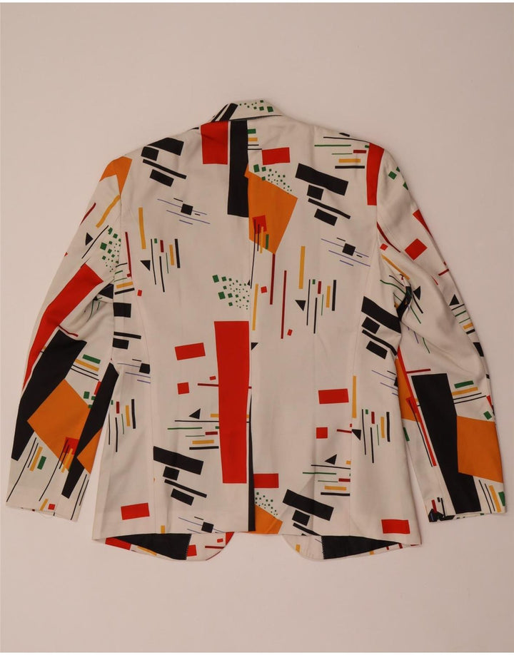 Giacca blazer vintage da uomo a 1 bottone UK 40 grande bianca geometrica