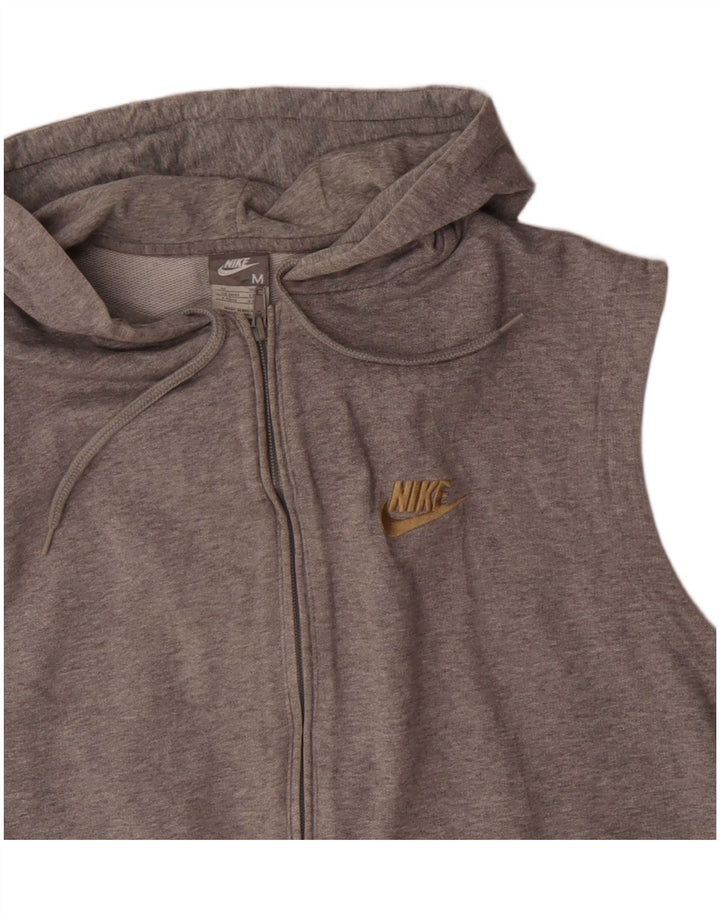 Maglione con cappuccio e zip senza maniche NIKE da uomo UK 39/41Cotone grigio medio