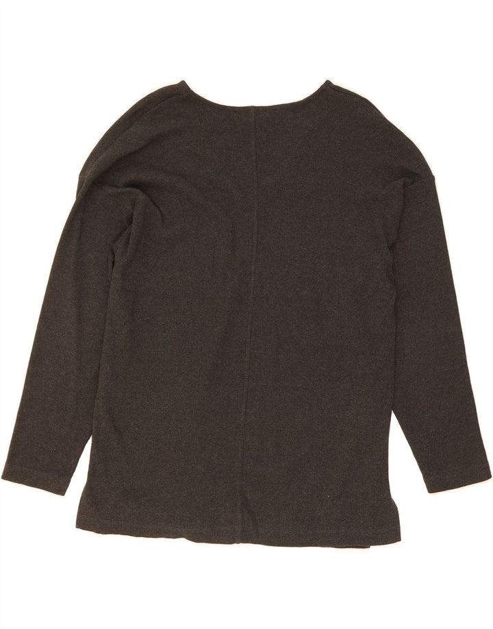 MARKS & SPENCER Womens V-Neck Jumper Sweater UK 12 Medium Grey Polyester Vintage Marks & Spencer and Second-Hand Marks & Spencer from Messina Hembry 