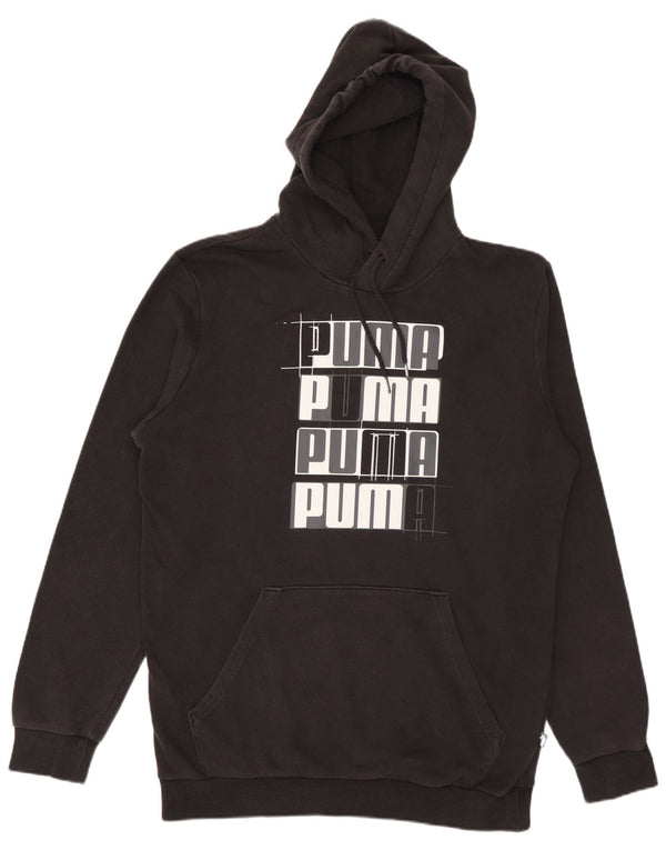 Felpa con cappuccio grafica PUMA da uomo piccola in cotone nero