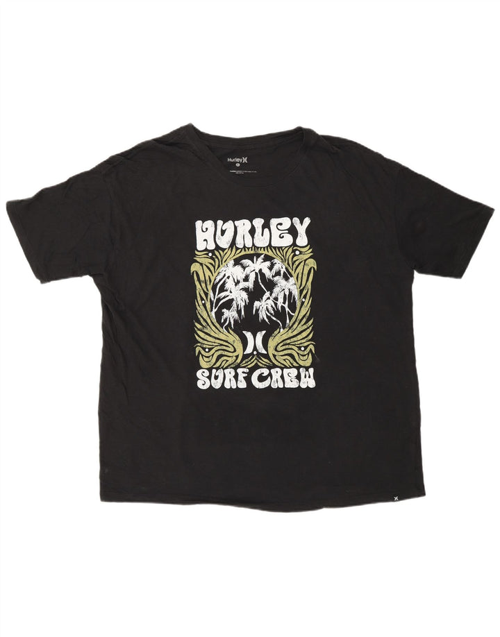 T-shirt grafica da uomo HURLEY grande in cotone nero