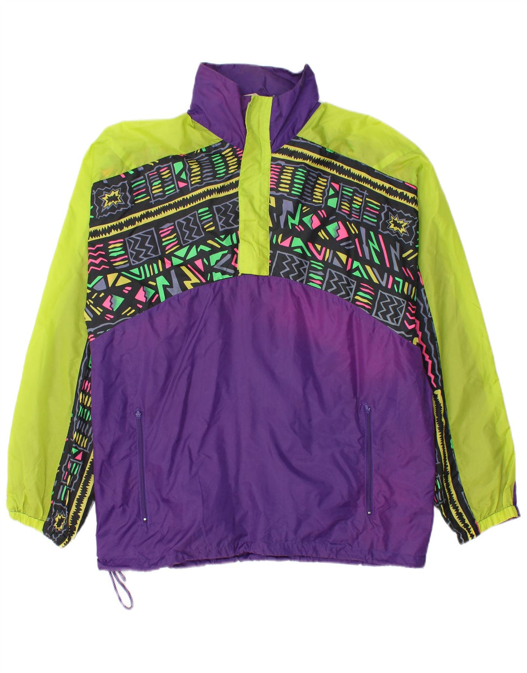 Giacca antipioggia da uomo vintage UK 38 Poliammide geometrica viola medio