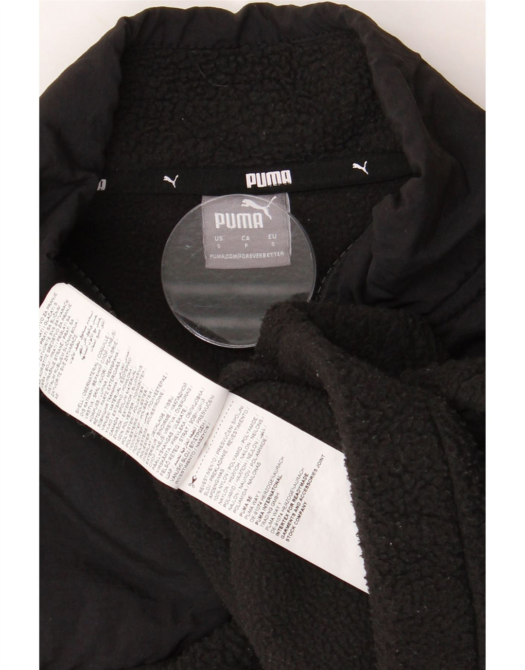 Maglione in pile PUMA da donna, corto, oversize, con collo e zip, UK 10, piccolo, nero