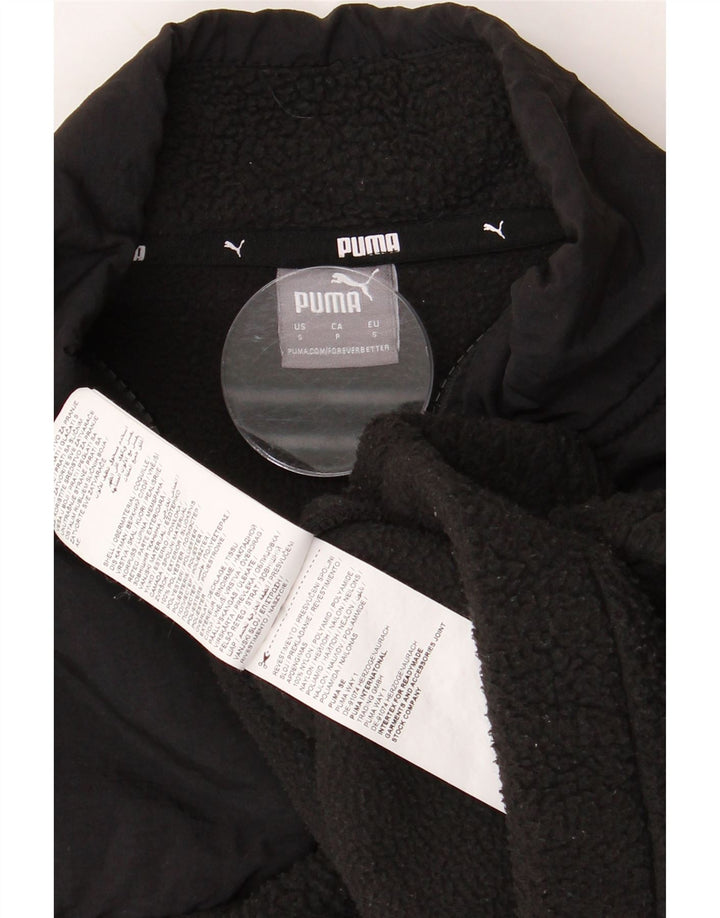 Maglione in pile PUMA da donna, corto, oversize, con collo e zip, UK 10, piccolo, nero