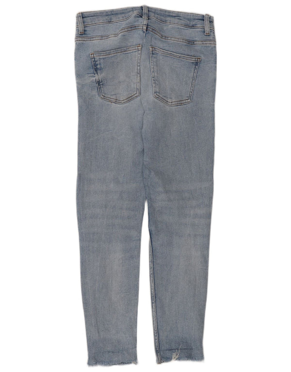 Jeans slim invecchiati da donna Zara EU 38 piccoli W28 L27 cotone blu