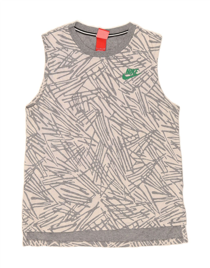NIKE Mens Abstract Pattern Vest Top Small Grey Cotton Vintage Nike and Second-Hand Nike from Messina Hembry 