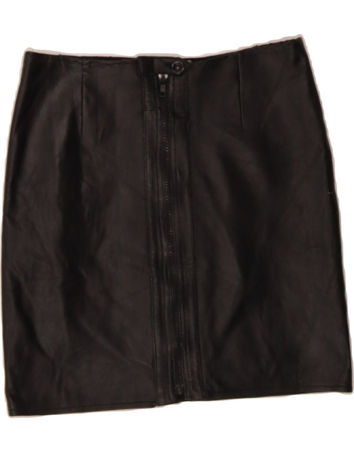 VINTAGE Womens Leather Skirt EU 40 Medium W30  Black Vintage Vintage and Second-Hand Vintage from Messina Hembry 