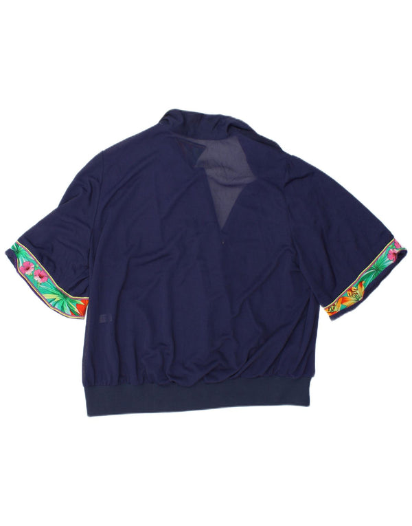 Top corto da donna VINTAGE IT 48 XL Blu navy floreale