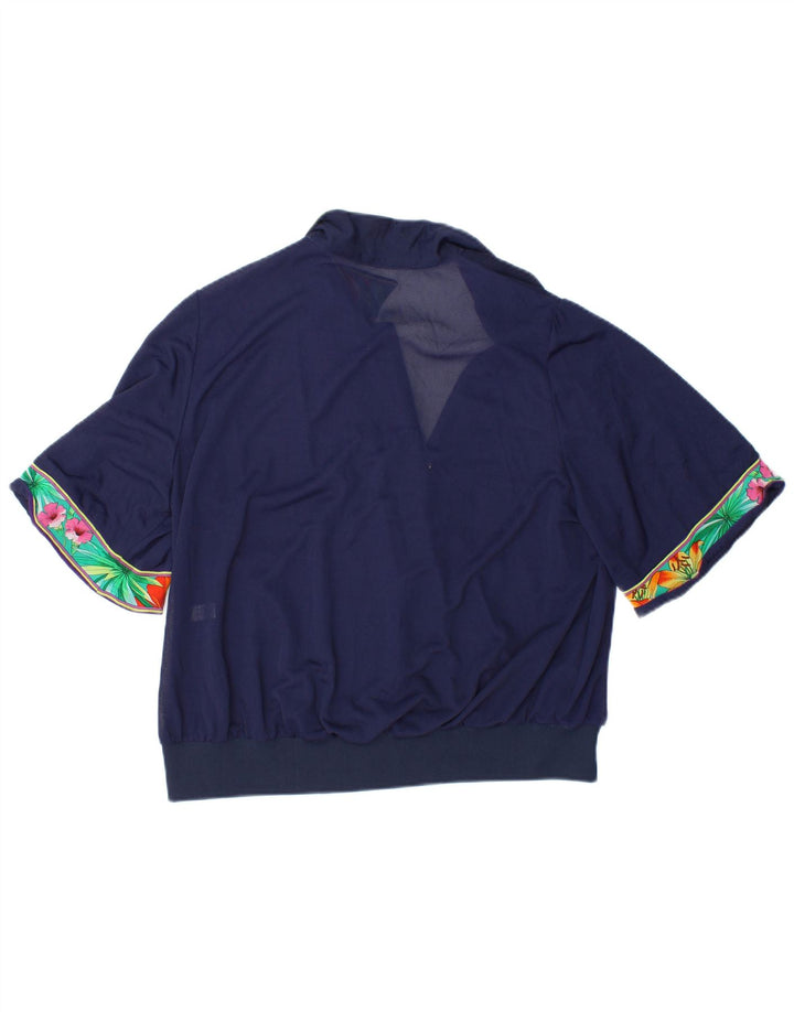 Top corto da donna VINTAGE IT 48 XL Blu navy floreale