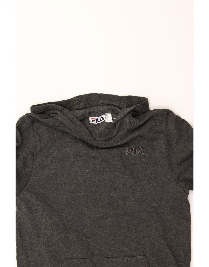 FILA Boys Hoodie Jumper 14-15 Years Grey Cotton Vintage Fila and Second-Hand Fila from Messina Hembry 