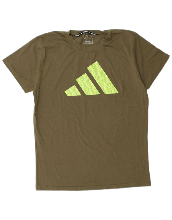 T-shirt grafica da uomo Adidas Top grande in cotone kaki