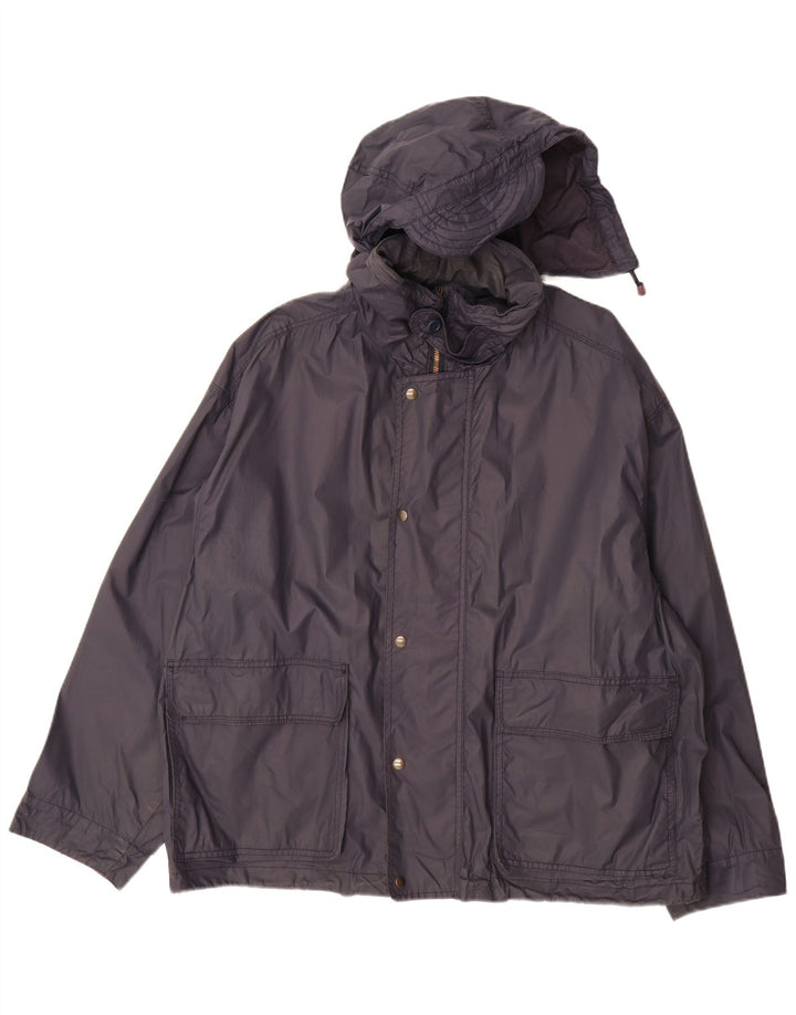 Giacca antipioggia con cappuccio da uomo VINTAGE UK 42 XL Blu Navy