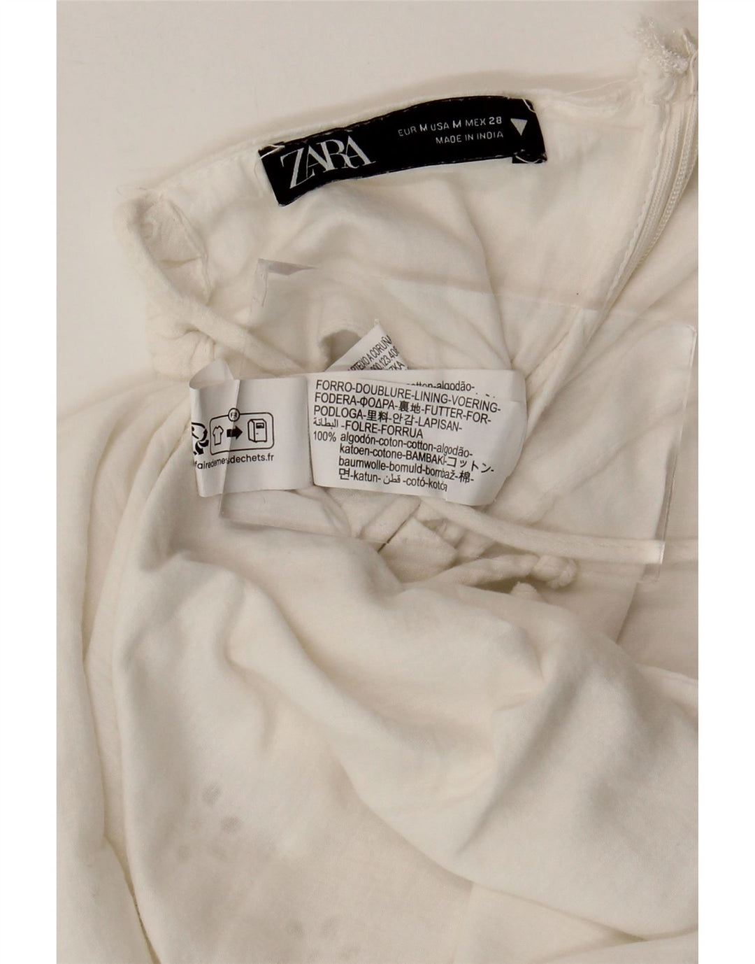 ZARA Prendisole da Donna UK 12 Cotone Floreale Bianco Medio