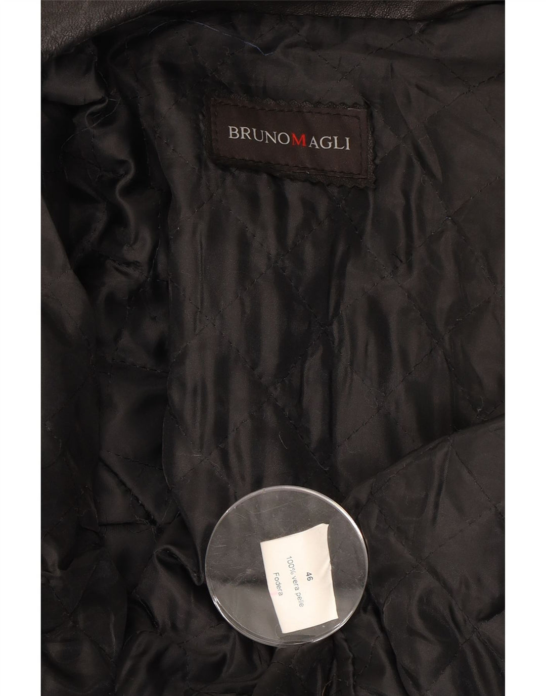BRUNO MAGLI Womens Leather Bomber Jacket IT 46 Large Black Leather