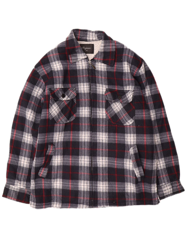 Giacca utilitaria vintage da uomo UK 44 2XL Cotone a quadri blu navy