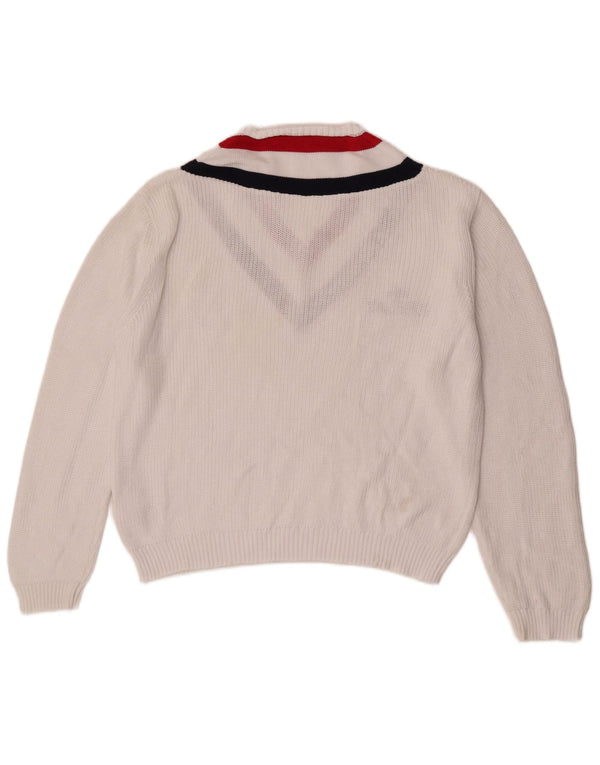Maglione Replay da donna con scollo a V grafico UK 16 Large White Colourblock