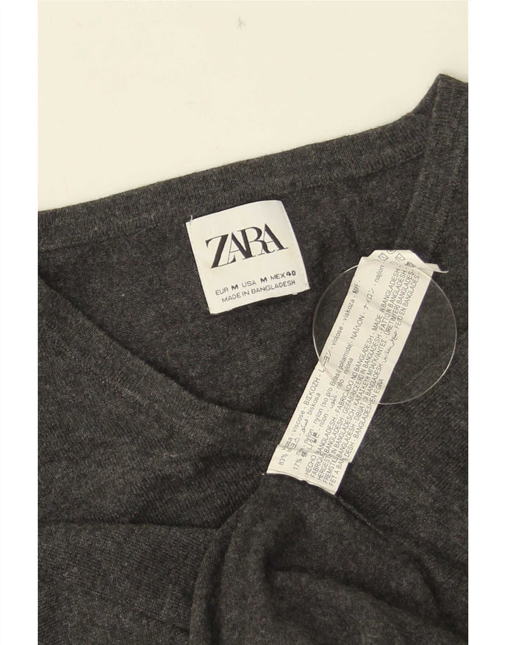 Maglione Zara da uomo con scollo a V in viscosa grigio medio