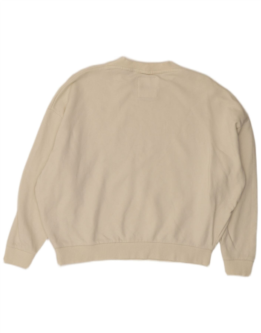 Felpa corta da donna oversize Superdry, maglione UK 8 Small, bianco sporco