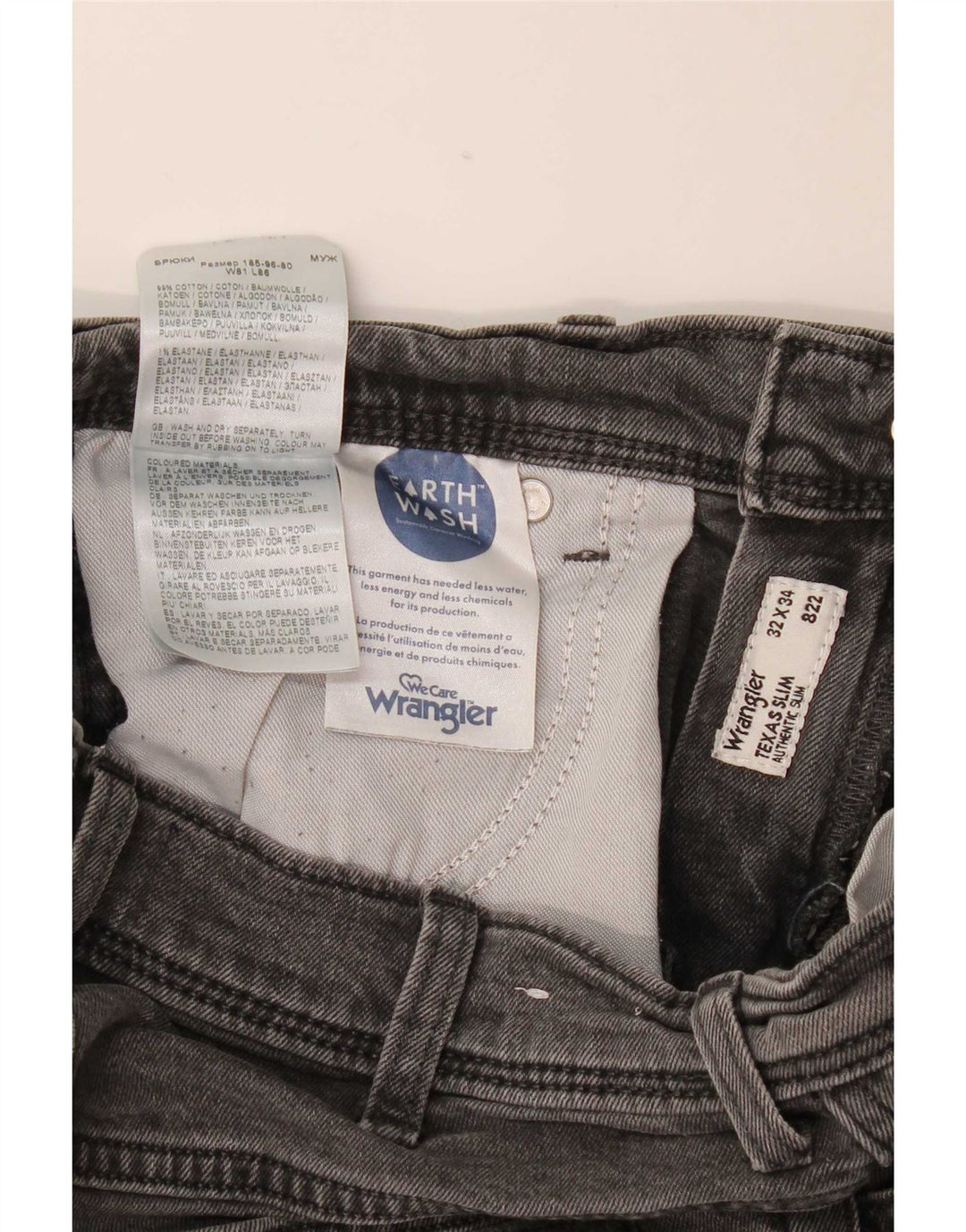 Jeans Wrangler Texas Slim da uomo W32 L34 cotone grigio