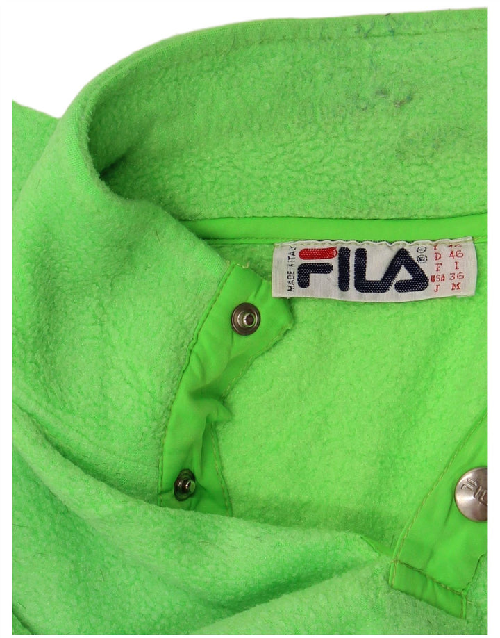 Maglione in pile da uomo FILA, vestibilità ampia, collo con bottoni grafici, IT 46 piccolo verde
