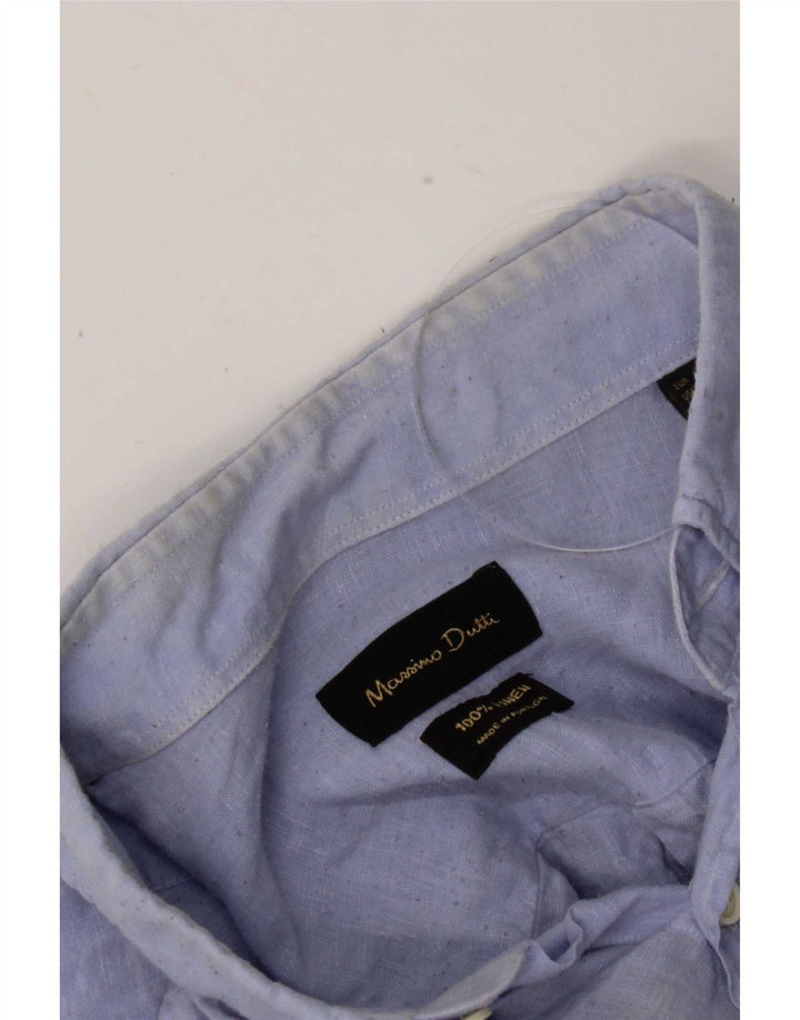 Camicia Uomo Massimo Dutti XL Lino Blu