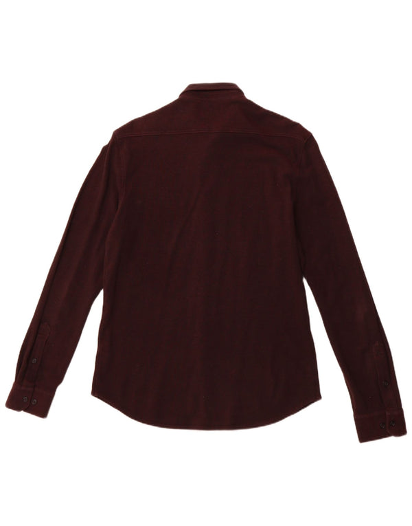 FARAH Camicia da uomo slim fit in flanella di cotone bordeaux medio