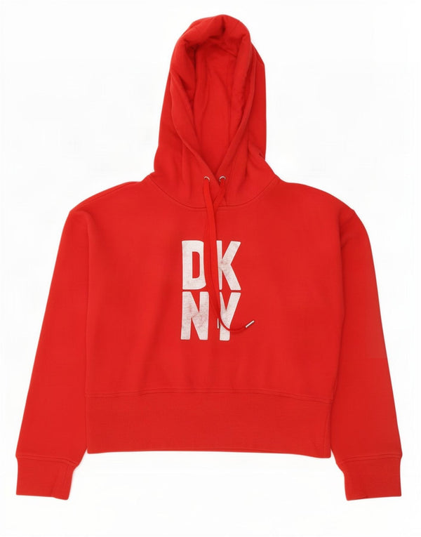 Maglione con cappuccio grafico oversize da donna Dkny UK 6 XS rosso cotone