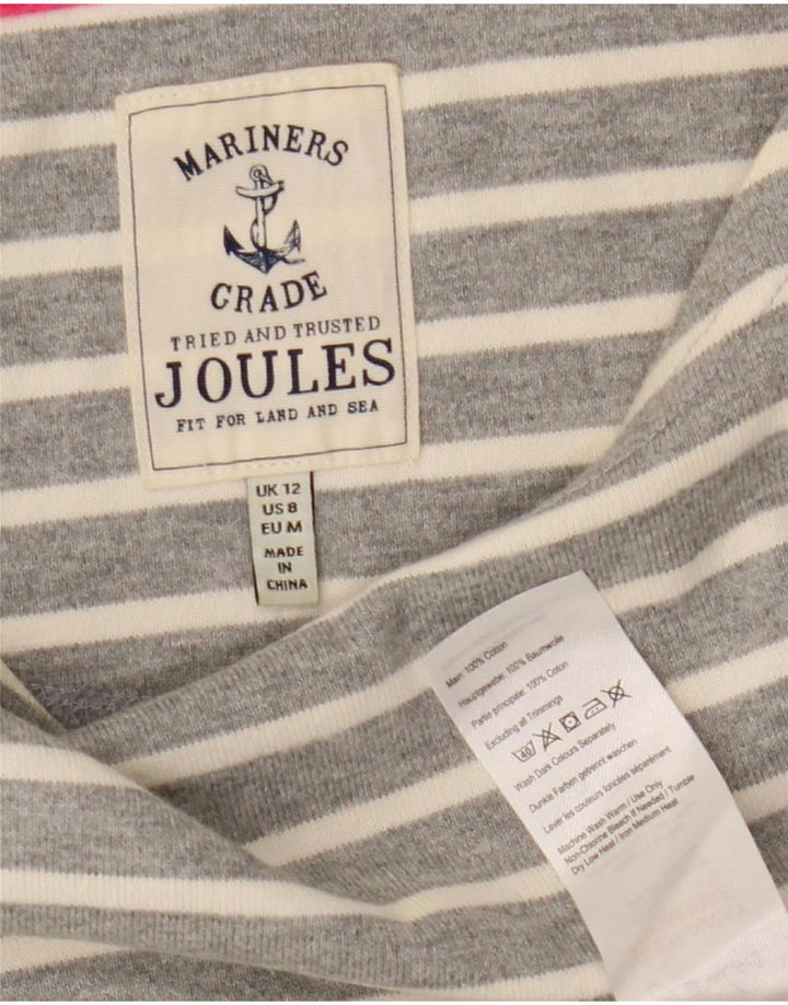 Joules Top da donna a maniche lunghe UK 12 Cotone a righe grigio medio