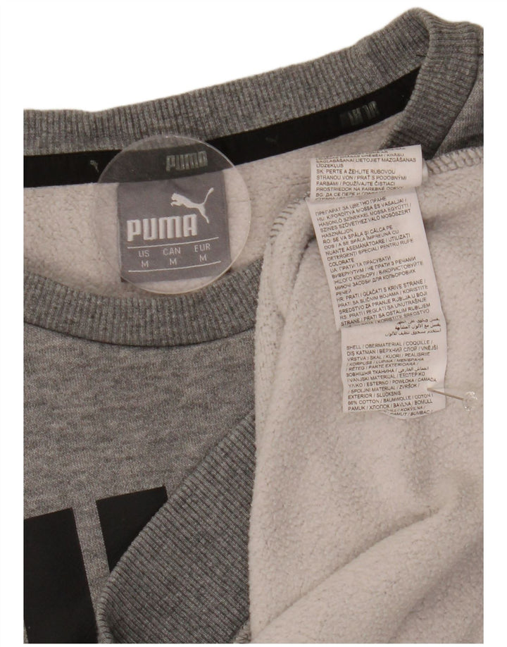 Felpa grafica da uomo Puma Maglione in cotone chiazzato grigio medio
