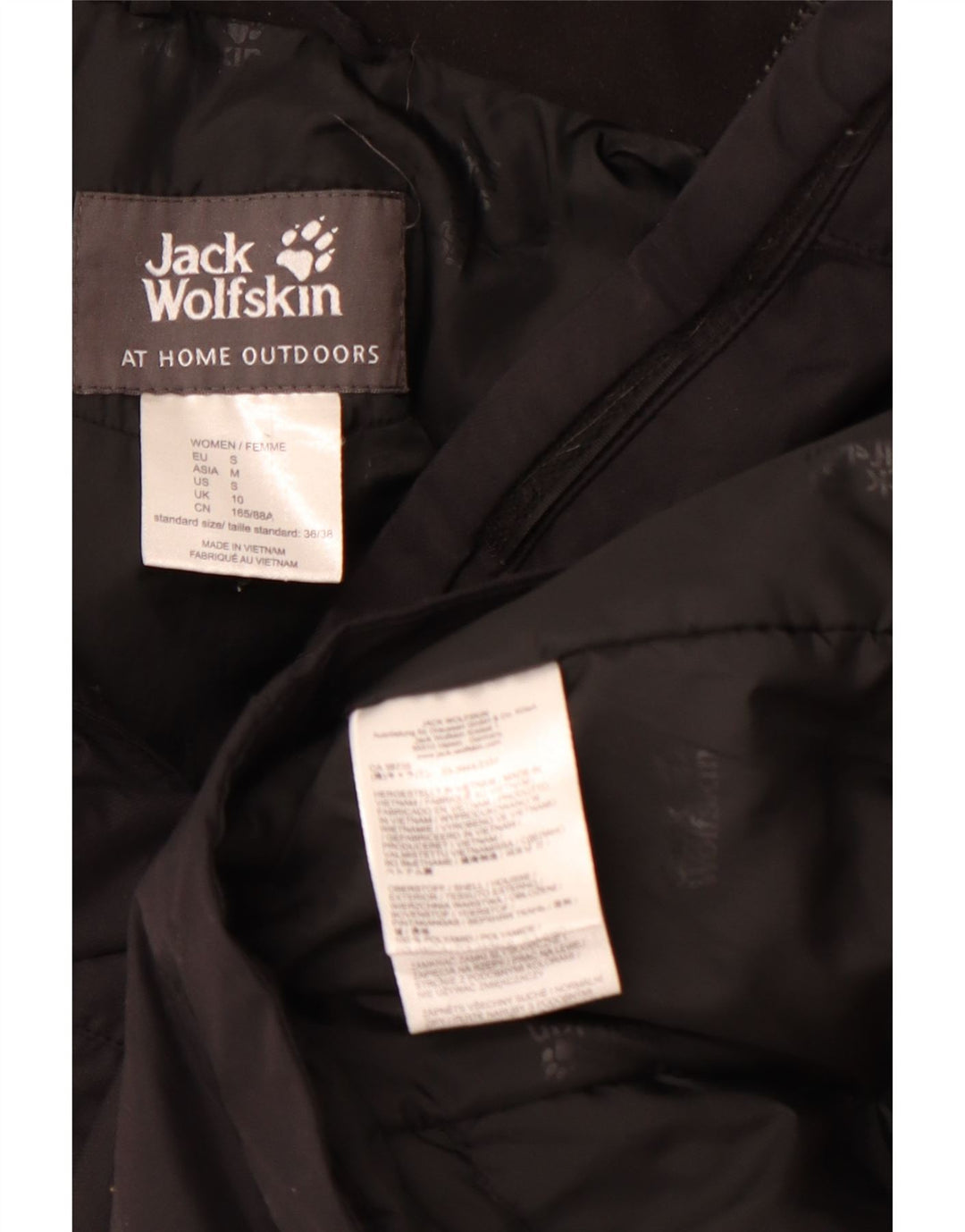 JACK WOLFSKIN Giacca a vento con cappuccio da donna UK 10 Small Nero Poliammide
