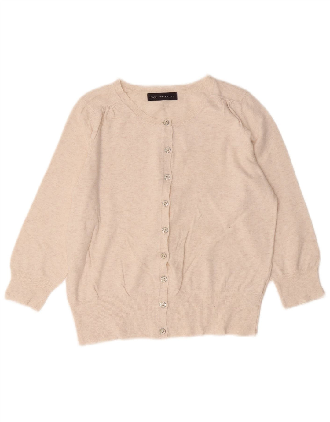 Maglione cardigan da donna Marks & Spencer UK 10 piccolo beige screziato
