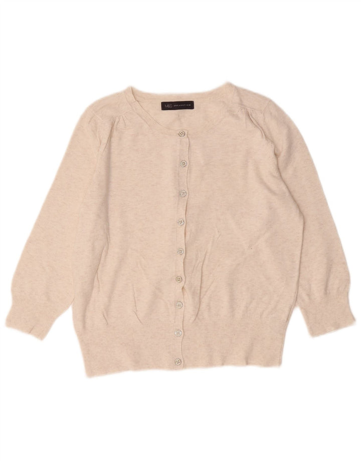 Maglione cardigan da donna Marks & Spencer UK 10 piccolo beige screziato